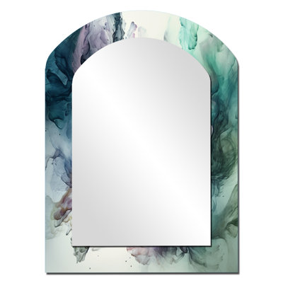 Green Purple Marbled Symphony - Marble Arch Large Mirror, Modern Asymmetrical Decorative Wall Mirror, Printed Metal Art