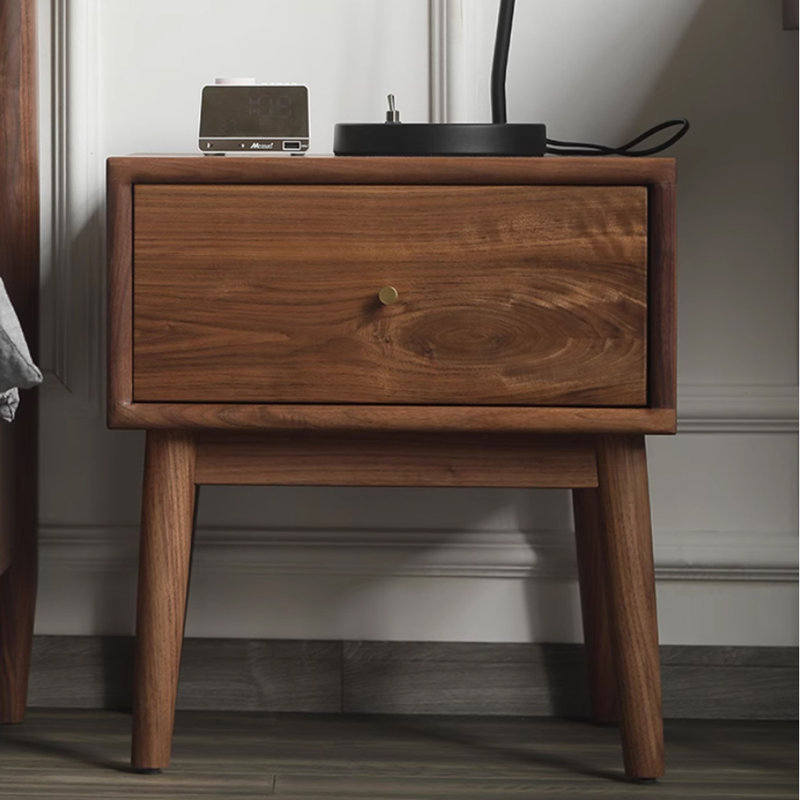 Table de chevet simple en noyer noir