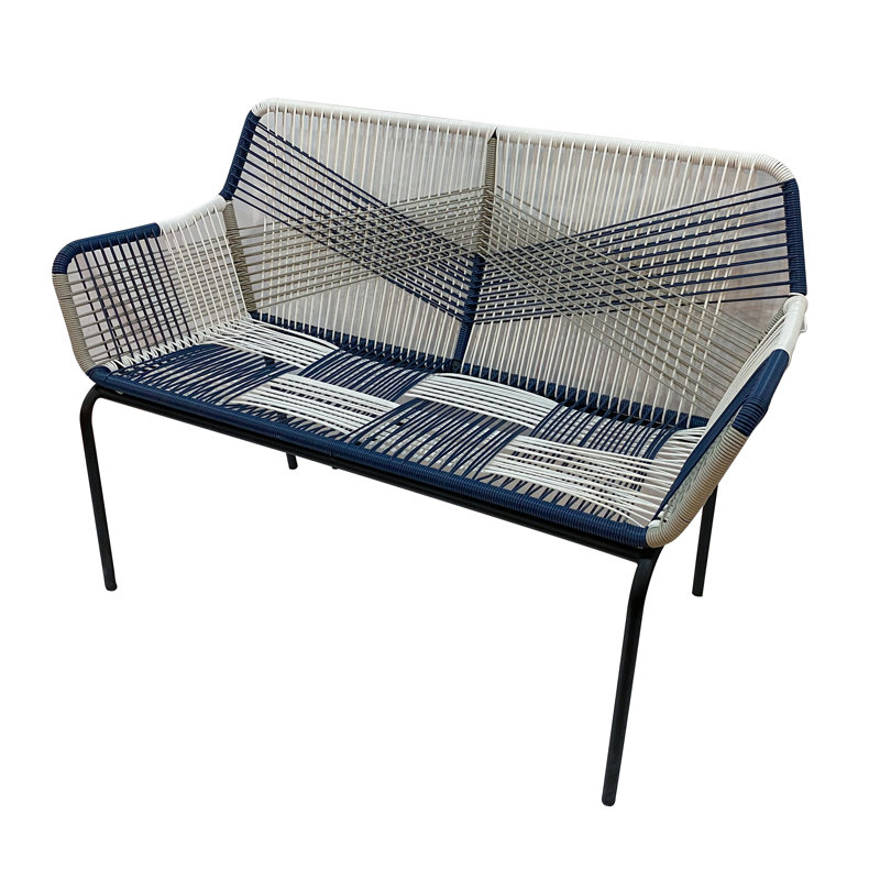 Modern Wicker and Plastic Outdoor Loveseat, 51" Wide