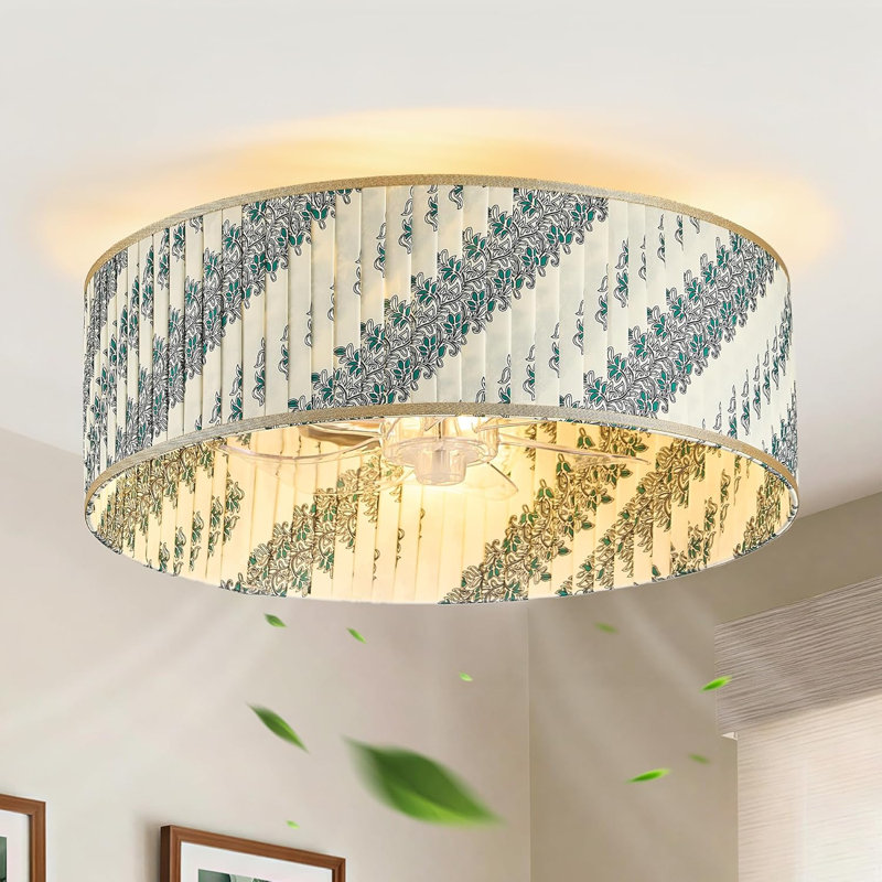 Ventilateurs de plafond 20 po avec lumières Boho et télécommande et ventilateur encastré avec lumière et ventilateur encastré à profil bas pour chambre à coucher, salon, cuisine, vestibule (6 vitesses, minuterie)