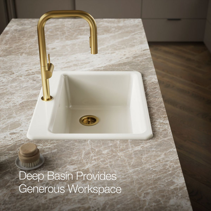 Riverby® 27" L x 22" W Drop-In Kitchen Sink, Biscuit, 1 Hole