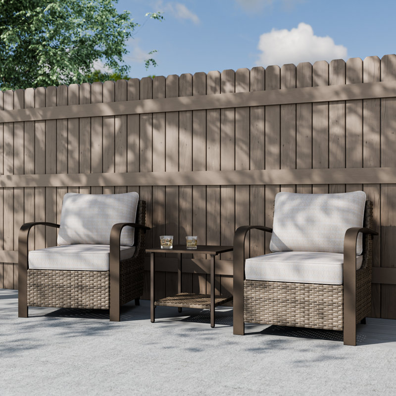 Ensemble de conversation de terrasse pour 2 personnes avec coussins, Beige