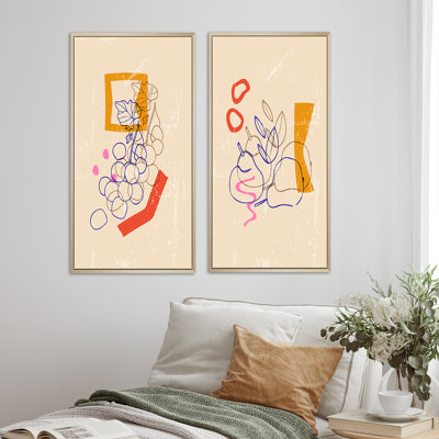 «Vintage Abstract Organic Geometrics in Retro XIII», ensemble de 2 reproductions