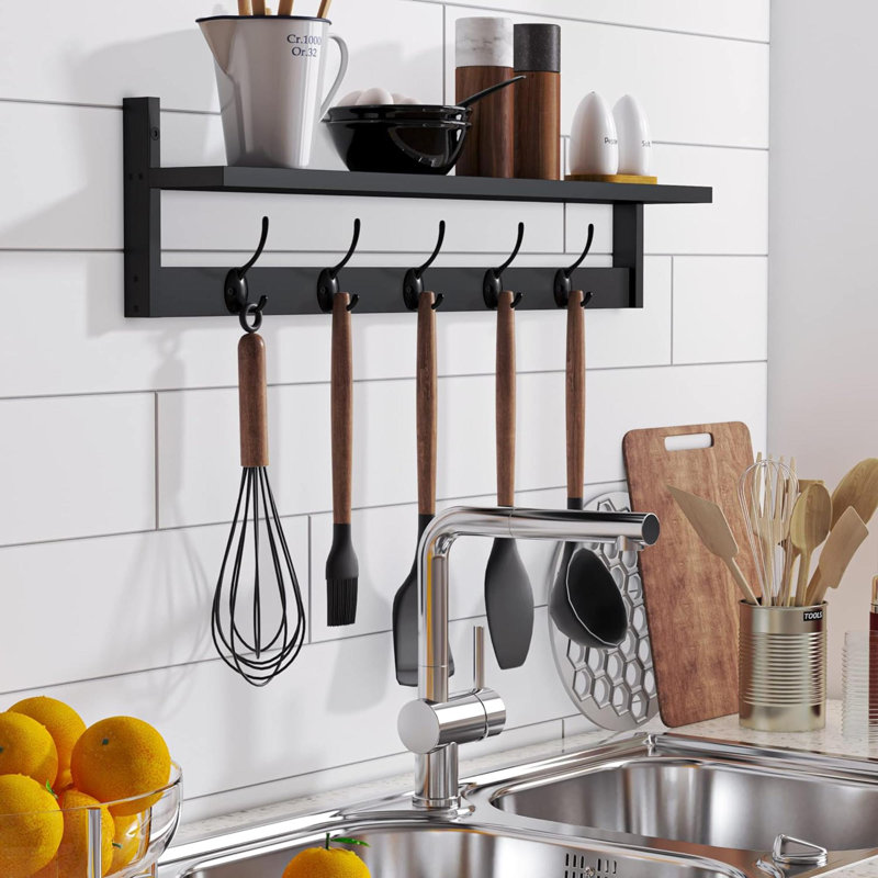 Quason Wood Bracket Shelf with Towel Bar