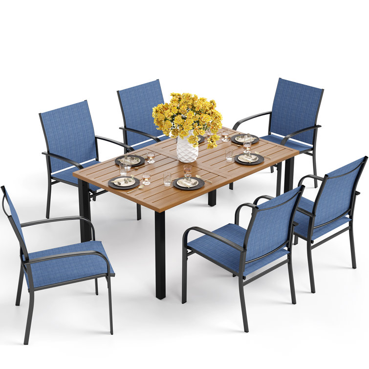 Sutiya 6 - Person Metal Patio Dining Set with Rectangular Table