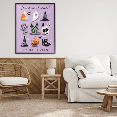 Trick Or Treat It's Halloween Framed Giclee, design by Elizabeth Tyndall