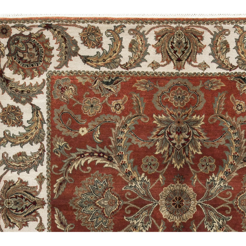 Tapis rouille et ivoire de haute qualité noué à la main