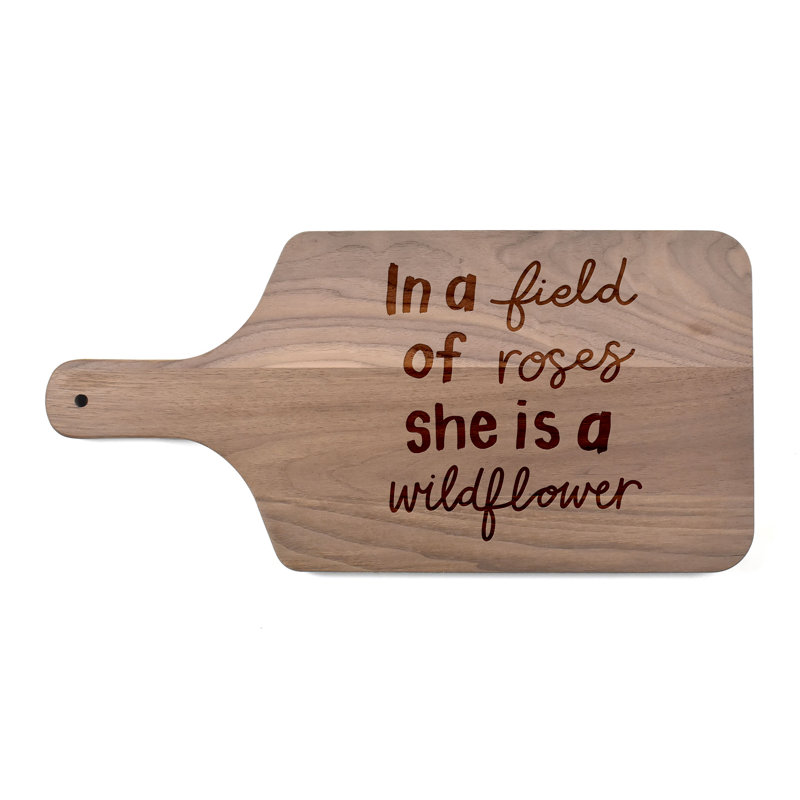 In a Field of Roses Colorful Paddle Cutting Board, Walnut