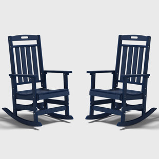 Set of 2 HDPE Rocking Chairs – All-Weather Heavy-Duty Patio Rockers with High Back for Porch, Lawn & Garden Comfort (Set of 2)