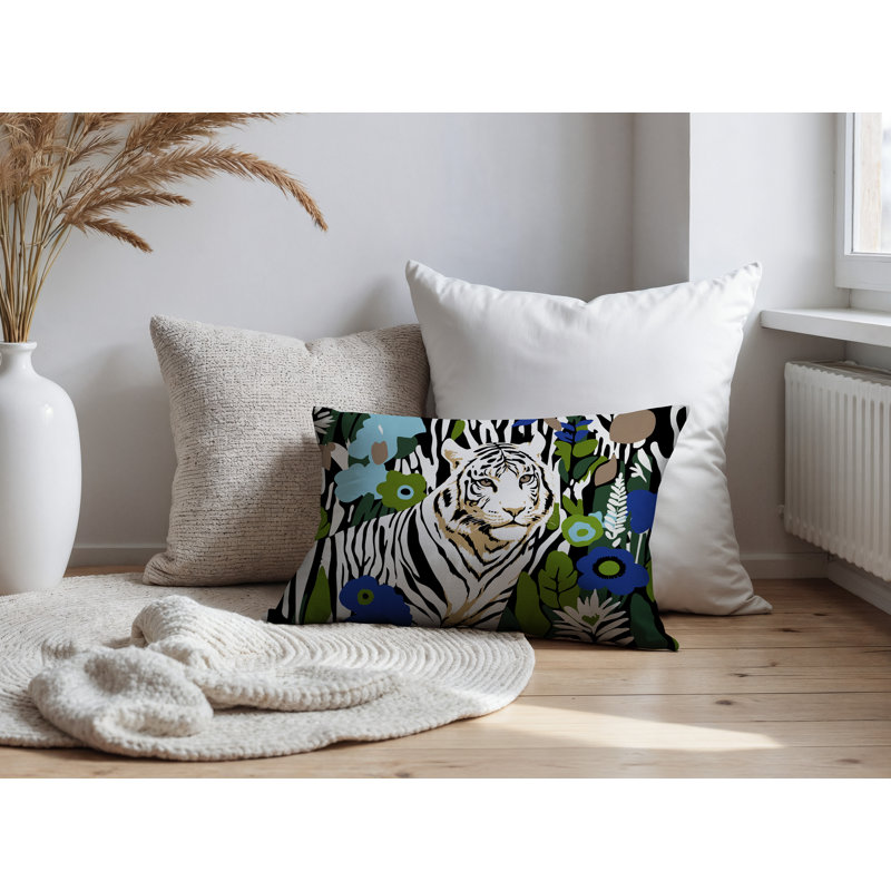 Wilo Tiger Reversible Indoor/Outdoor Rectangle Pillow, Navy Blue, 20"H x 14"W