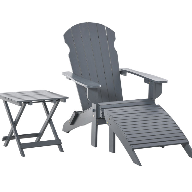 Ensemble de 3 chaises pliantes avec et table. Chaises grises pour l'extérieur pour la terrasse, la cour et le jardin
