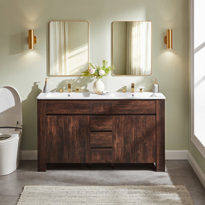 60"Bathroom Vanity,Double Bathroom Vanity with Sink&Storage Cabinet
