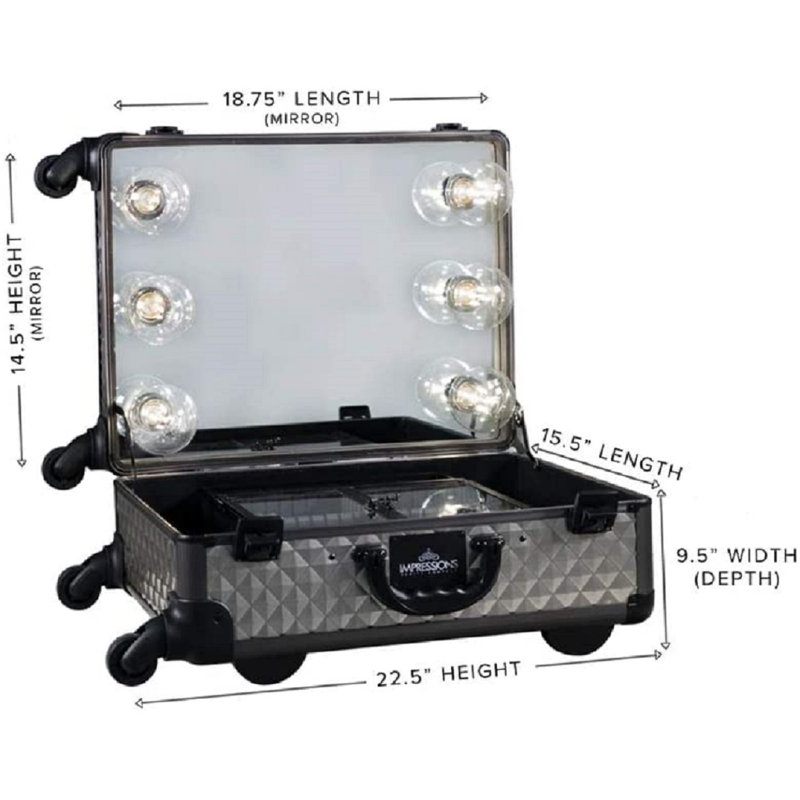 Trousse de voyage pour meuble-lavabo avec sac à ampoules DEL Slaycase, Gris anthracite clouté