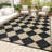 Outdoor Plastic Straw Rug – Waterproof Checkered Patio Rug with Non-Slip Backing, Modern Geometric Design for Backyard, Balcony, Camping, Picnic-1062695270
