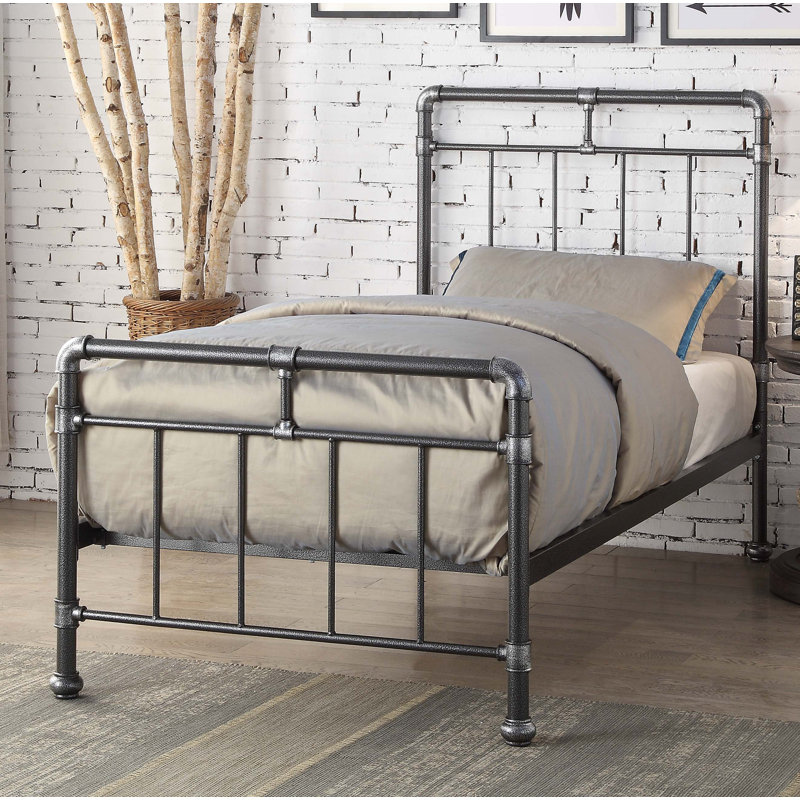 Alsip Bed, Single (3'), Black/Silver