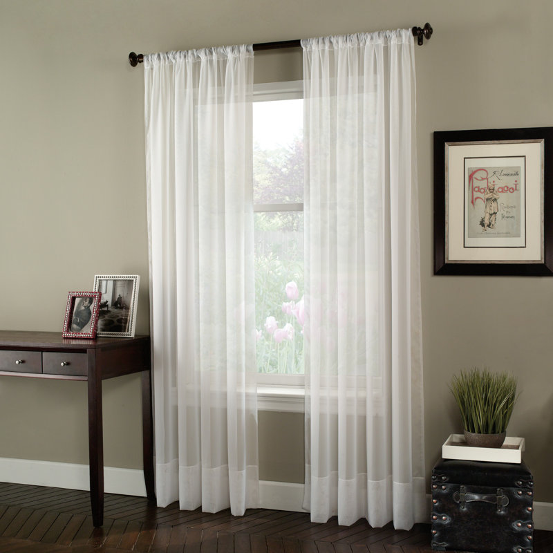 Curtainworks Soho Voile Pole Top, Winter White, 59" W x 144" L