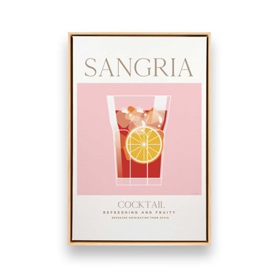 «Sangria Cocktail», reproduction sur toile dans un cadre argenté
