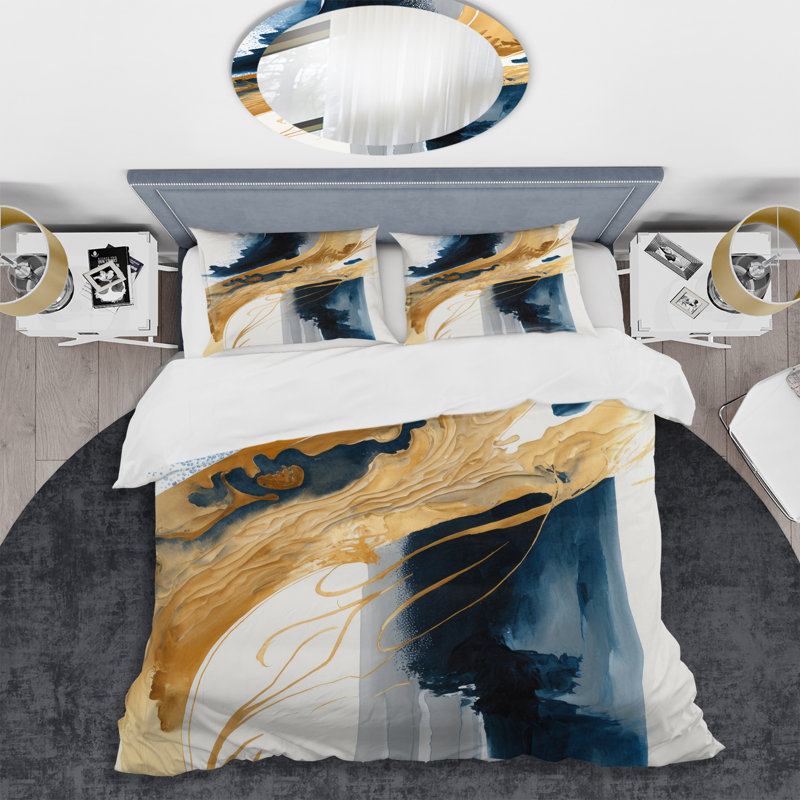 Stylish Spiral Abstract III - Modern Duvet Cover Set, Queen Duvet Cover + 2 Standard Shams