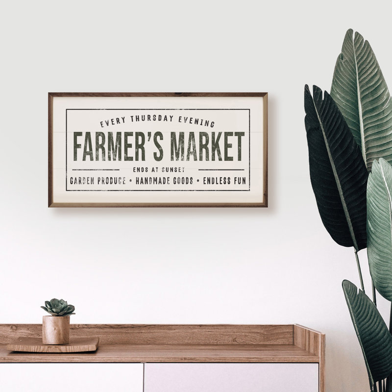 Marché fermier se termine au coucher du soleil - blanc, H 8 po x l 16 po