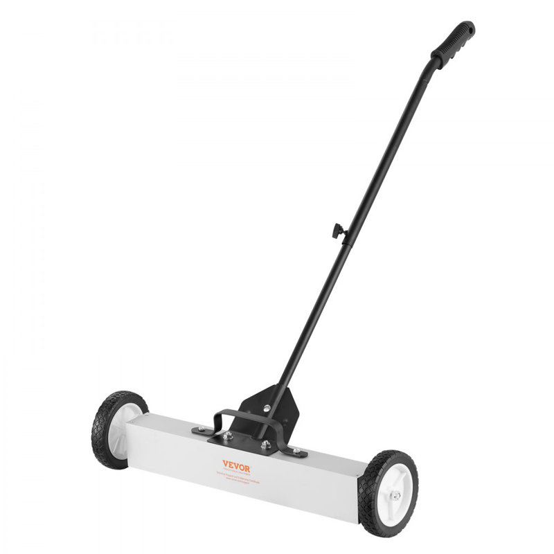 50Lbs Rolling Magnetic Sweeper with Wheels, Push-Type Magnetic Pick Up Sweeper, 24-inch Large Magnet Pickup Lawn Sweeper with Telescoping Handle, Easy Cleanup of Workshop Garage Yard