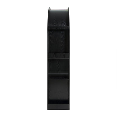 Bibliothèque arquée de 78,74 po de hauteur, bibliothèque de style Mid-Century moderne à 4 niveaux avec tablette de rangement ouverte pour la salle à manger, le salon, la chambre à coucher