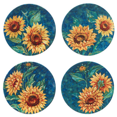 Ensemble de 4 grandes assiettes Golden Sunflowers