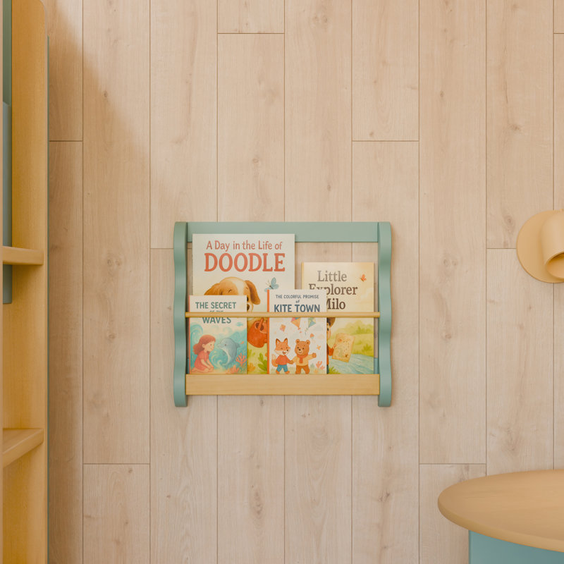 Lido Wave Book Rack, Light Sage/Honey