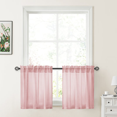  Rideaux de cuisine rose clair avec tissu semi-transparent filtrant la lumière et l'intimité non transparente, l 30 po x L 24 po