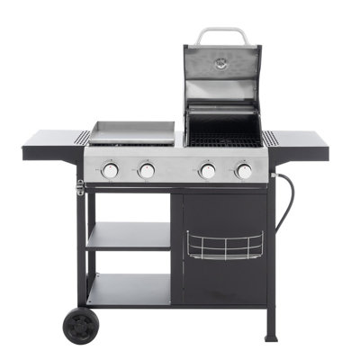 2+2 Multi-function Burner Gas Grill and Griddle Combo with Cover for Outdoor Cooking While Camping or Tailgating - BBQ,FRYING