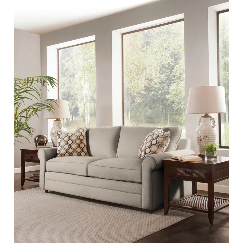 Edgeworth Upholstered 85'' Sofa, Beige Performance Fabric; 0851-73, Gel Memory Foam Mattress