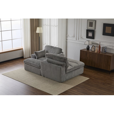 Double méridienne intérieure, canapé-lit rembourré surdimensionné pour l'intérieur, canapé de luxe à assise profonde, sans assemblage requis, gris