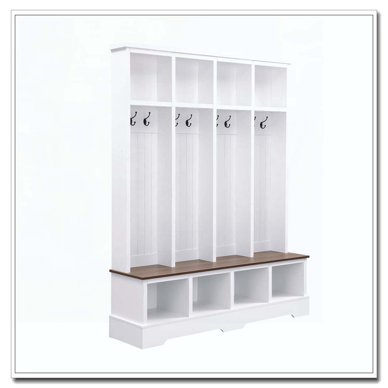 Hall Tree with 8 Hooks, White