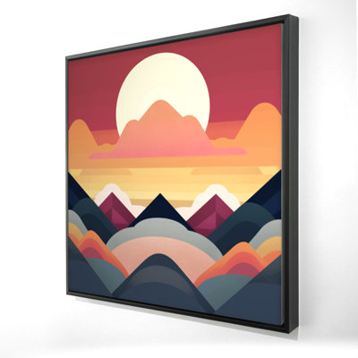 Symmetrical Mountain Canvas - Patterns Blue Shapes Decor