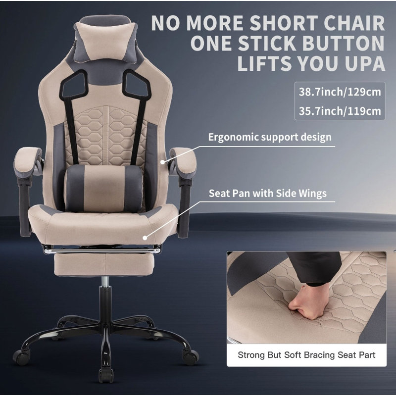 Fauteuil de jeu de massage - Cuir ergonomique en PVC à haut dossier avec repose-pieds, appui-tête et soutien lombaire, 300 lb