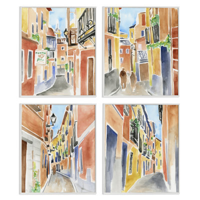 Ensemble de 4 giclées encadrées Madrid Buildings & Architecture, design par June Erica Vess