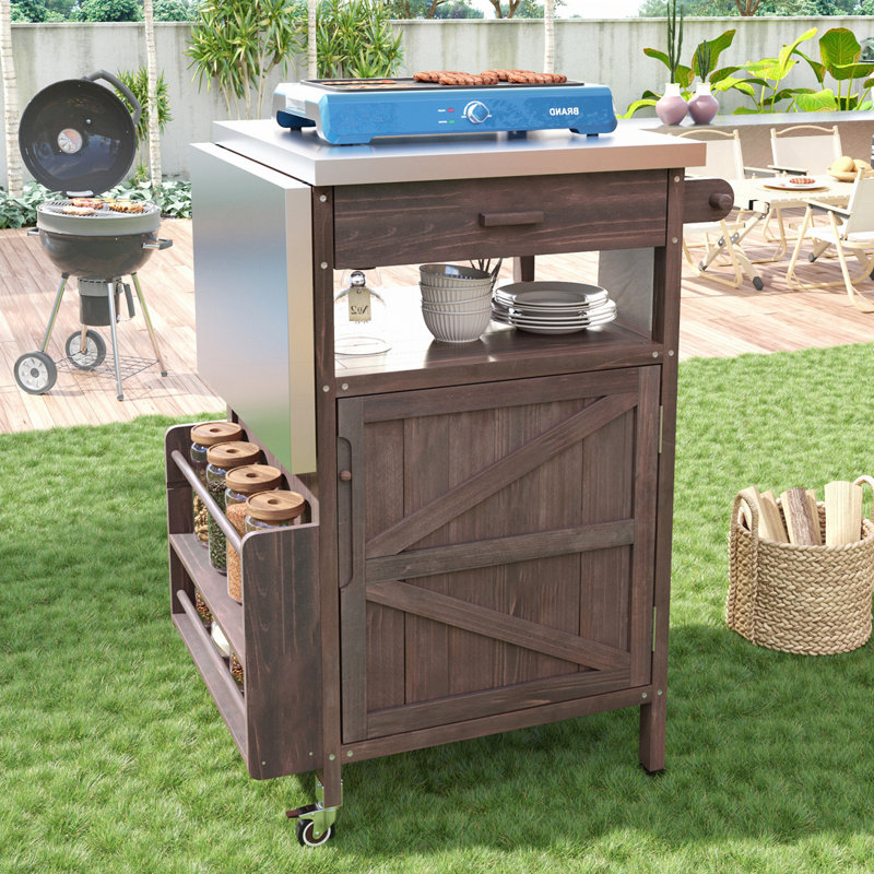 Chariot de cuisine d'extérieur 40,5 ", Brun