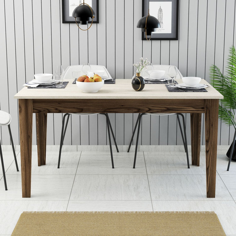 Table de salle à manger, Walnut/Travertine