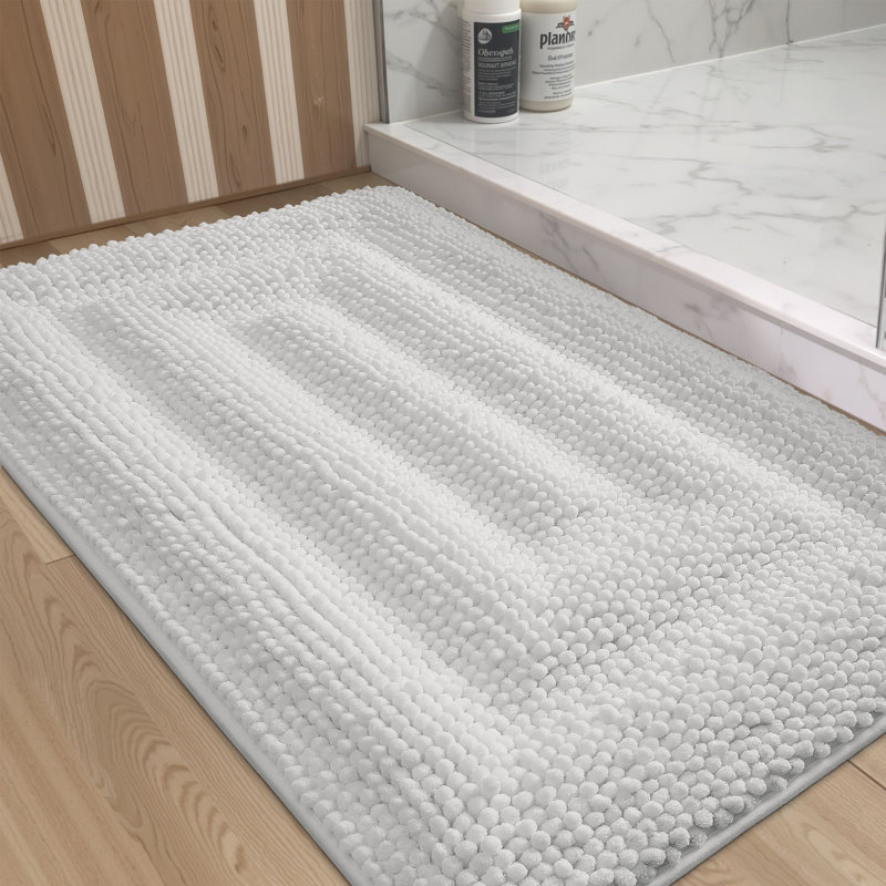 Tapis de bain avec envers antidérapant, Blanc, H 24 po x l 16 po