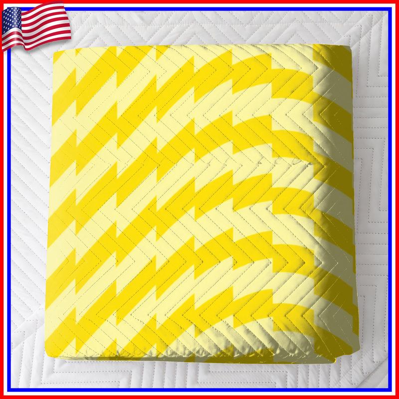 Couvre-lit matelassé à illusion optique jaune toutes tailles, Twin