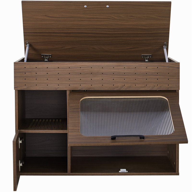 Enceinte de litière polyvalente 2 en 1 pour chat, table d'appoint moderne avec rangement, armoire latérale pour buffet
