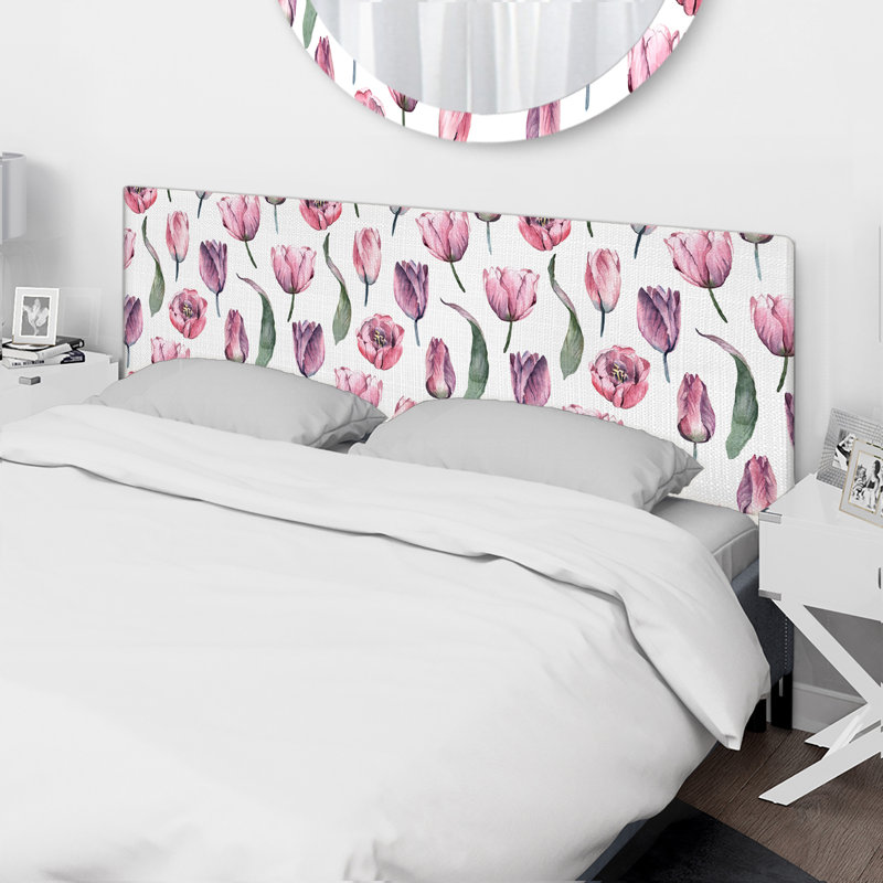 Naples Upholstered Panel Headboard, Queen, Red/Purple/Pink