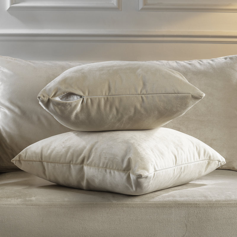 Housse de coussin en velours mat, 14 po x 14 po, 13 écru
