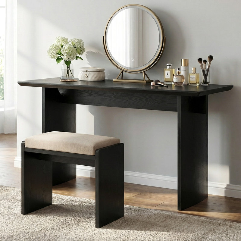 Modern Writing Desk, Computer Table, Vanity Desk for Home & Office, Black