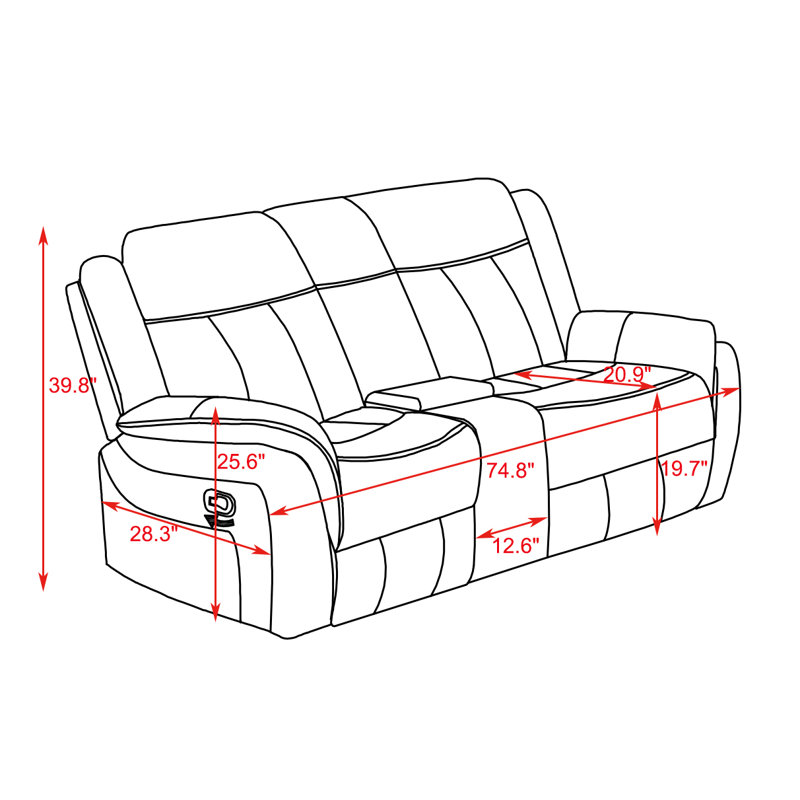 Canapé inclinable 75 po, Similicuir brun