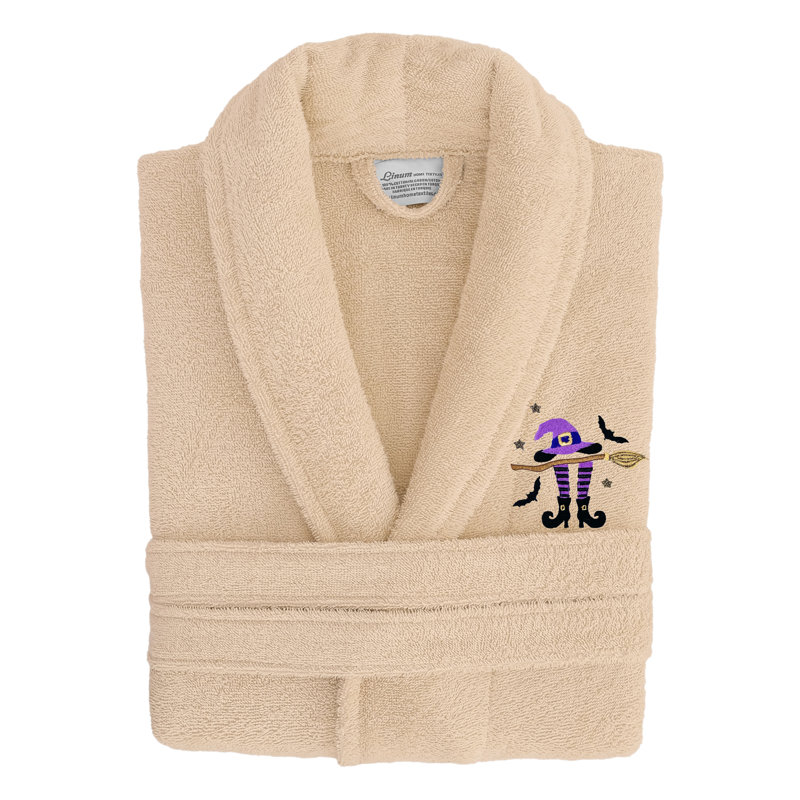 Peignoir brodé en coton unisexe The Holiday Aisle®, TG, Beige