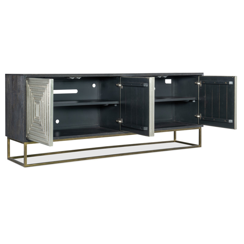 Black and Silver Mango Wood Credenza with Pewter Base