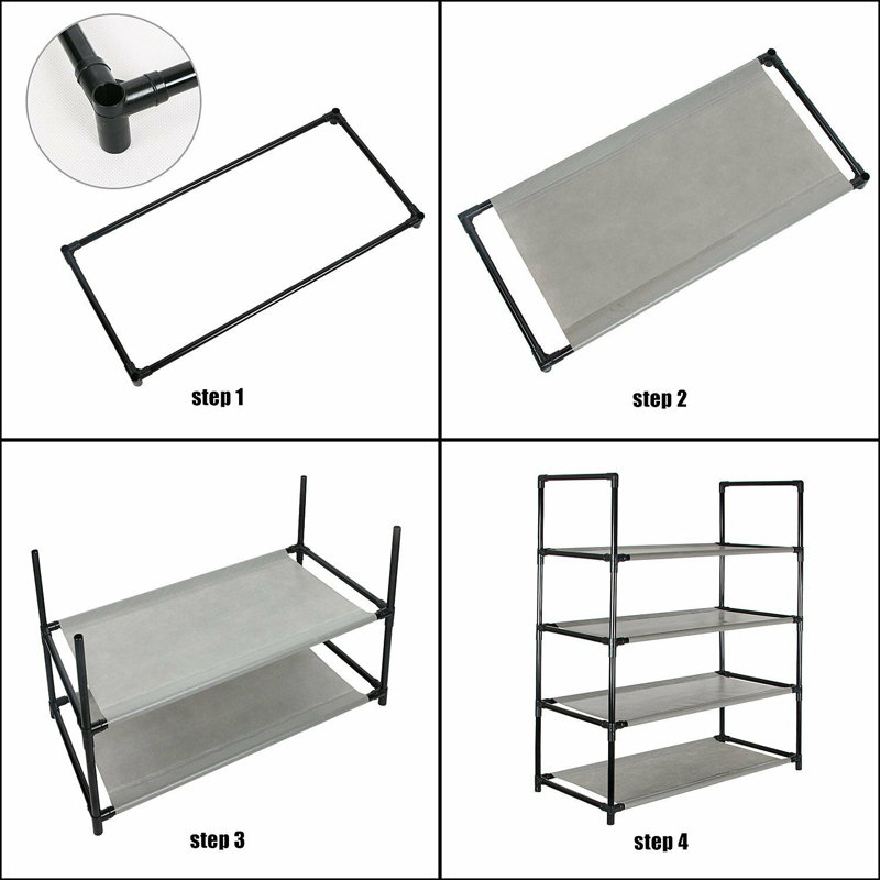 30 Pair Stackable Shoe Rack, Grey
