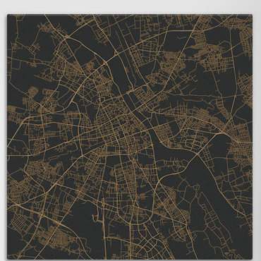 « varsovie routes », impression sur toile tendue, H 12 po x l 12 po x P 1,5 po, Toile tendue, Pas de tapis