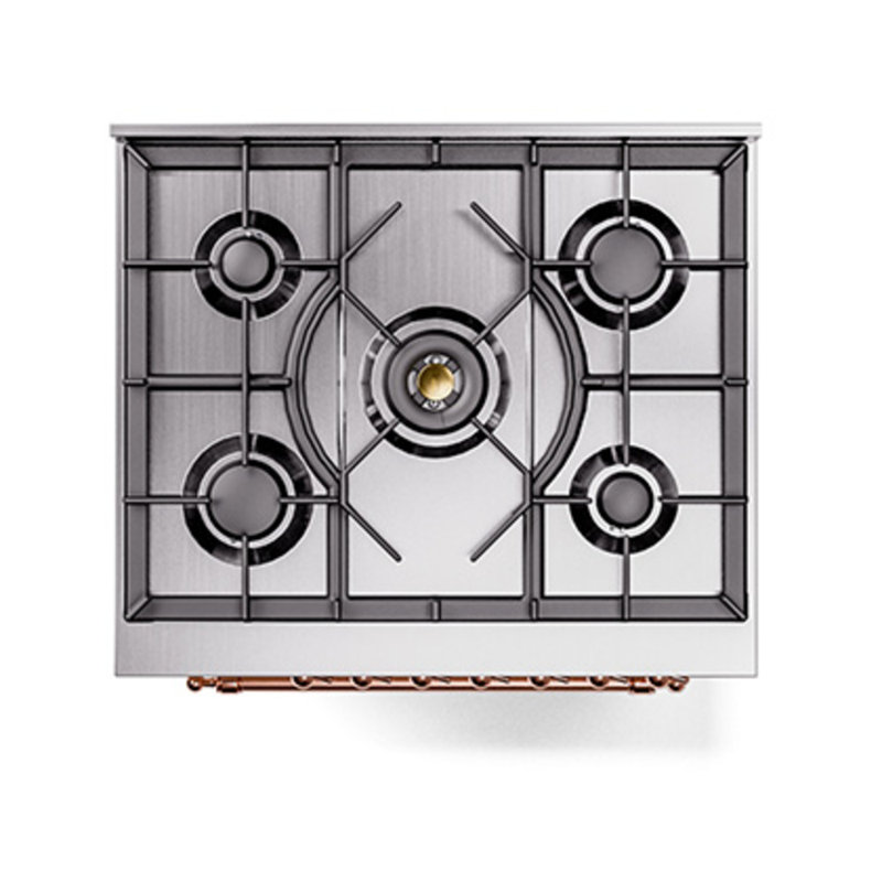 ILVE Nostalgie II Noblesse 30 in Dual Fuel Range, Liquid Propane, Antique White/Copper