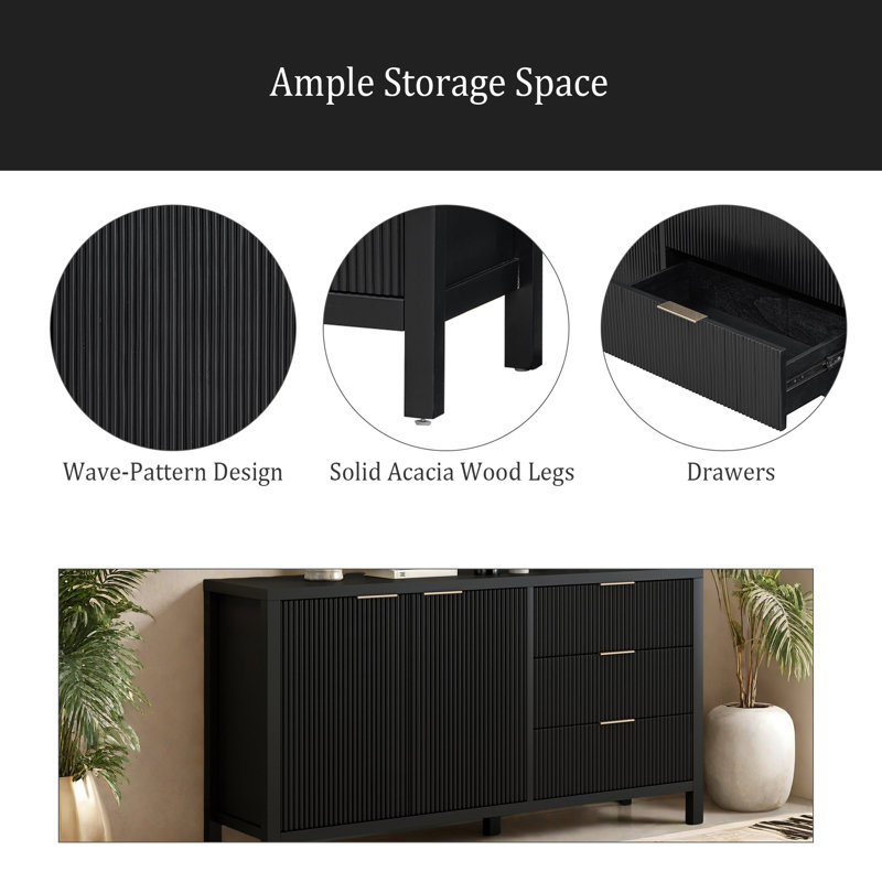 Buffet Minimalist Wave, Noir